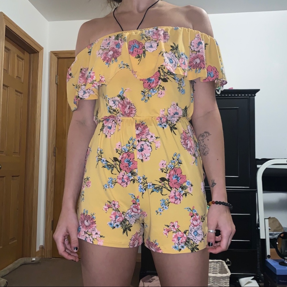 Yellow floral romper